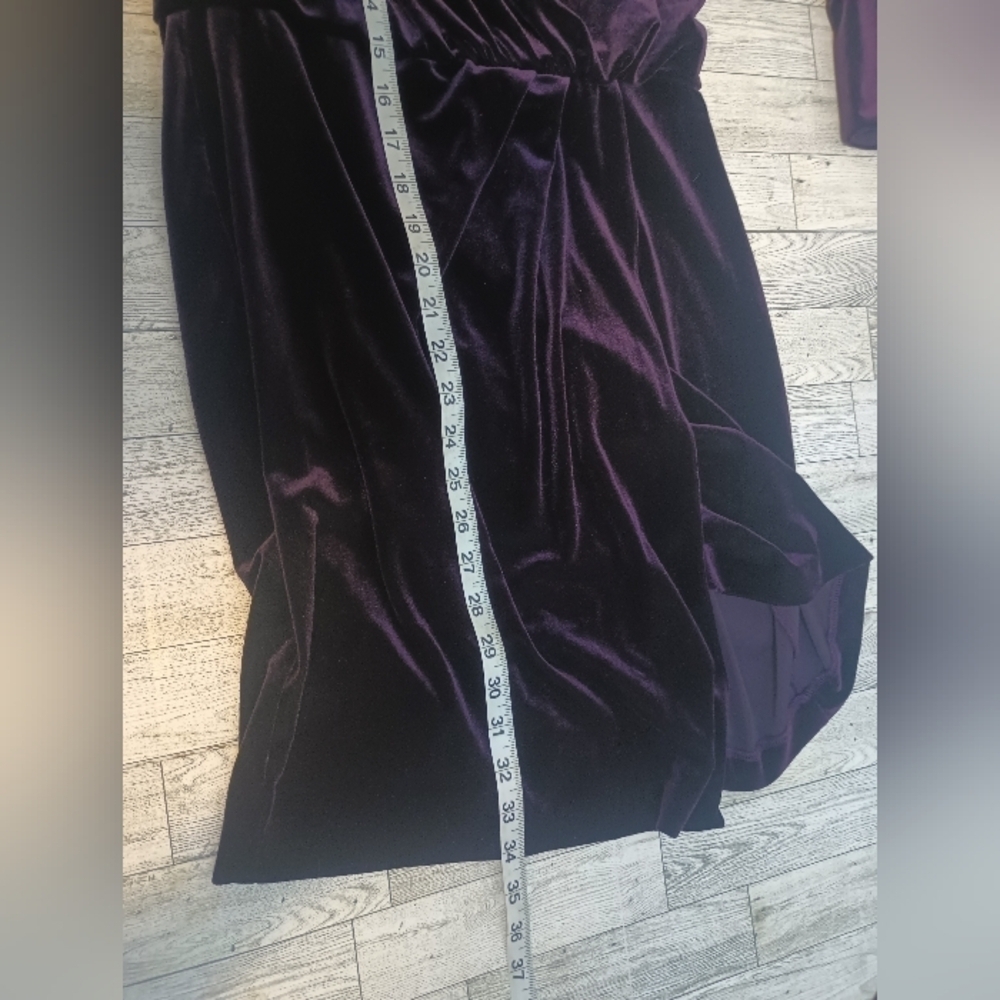 Karl Lagerfeld Ladies Draped Faux Wrap Velvet Long Sleeve Dress Size 6 Purple - Picture 14 of 16